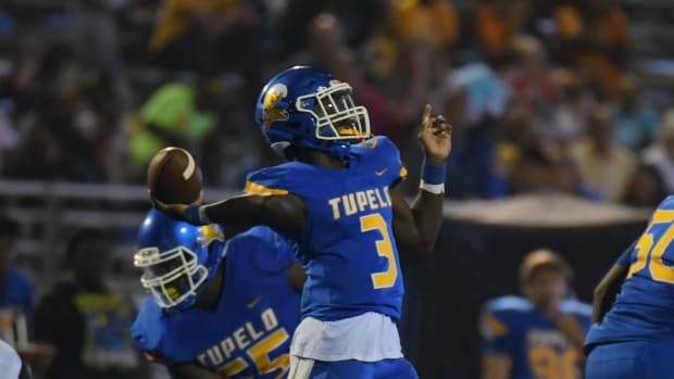 Tupelo quarterback Jeremiah Harrell and the Golden Wave will host Madison Central in the quarterfinal round of the 2023 MHSAA Class 7A Football Playoffs Friday night at Renasant Bank Stadium.