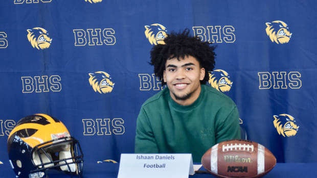 Bellevue's Ishaan Daniels signs with Weber State University on national letter of intent day Wednesday.