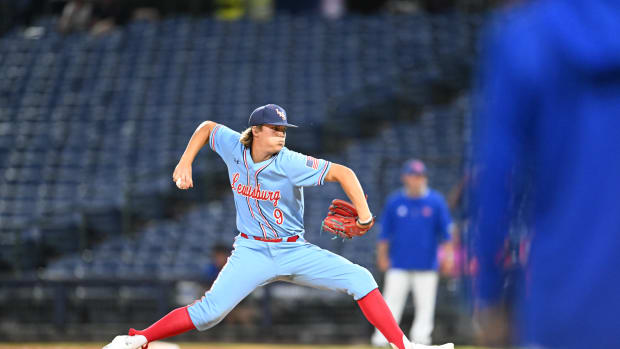 Lewisburg pitcher Cayden Baker hurled a gem against Gulfport in Game 1 of the MHSAA Class 6A Championship on Tuesday, May 30 at Trustmark Park in Pearl, Miss.