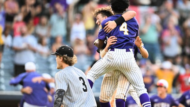 The Purvis Tornadoes celebrate their 2023 MHSAA Class 4A State Championship win over the West Lauderdale Knights on Friday, June 2 at Trustmark Park in Pearl, Miss.