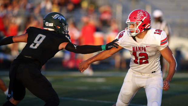 2022 Idaho high school football: Nampa at Eagle (Seth Brock is No. 9, class of 2024)