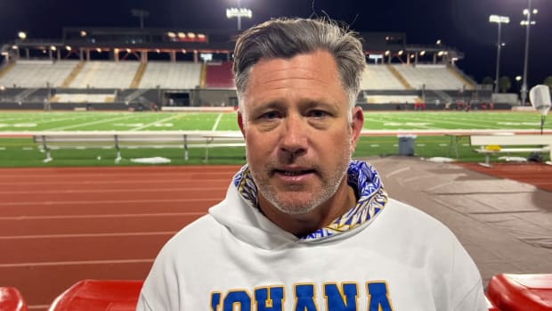 Serra football coach Patrick Walsh after 35-0 loss to Mater Dei in 2023 Open Division title game at Saddleback College 12-09-23