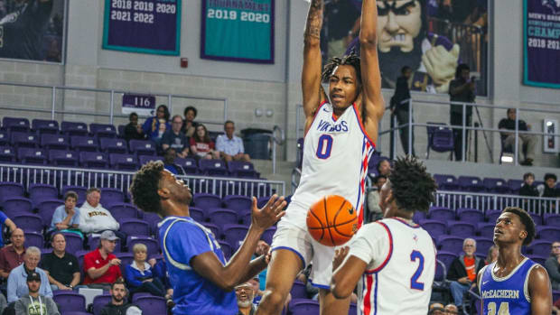 Isaiah Evans of North Mecklenburg takes a shot against McEachern in the Consolation Championship game in the City of Palms Classic on Saturday, Dec. 23, 2023, at Suncoast Credit Union Arena in Fort Myers. McEachern won 78-71.