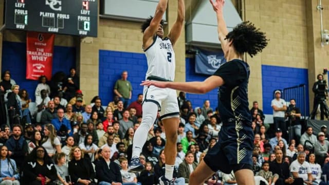 Sierra Canyon’s Isaiah Elohim rises up against Notre Dame on Friday, Jan. 26, 2024.