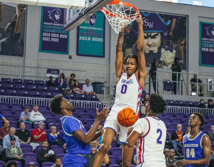 Isaiah Evans of North Mecklenburg takes a shot against McEachern in the Consolation Championship game in the City of Palms Classic on Saturday, Dec. 23, 2023, at Suncoast Credit Union Arena in Fort Myers. McEachern won 78-71.