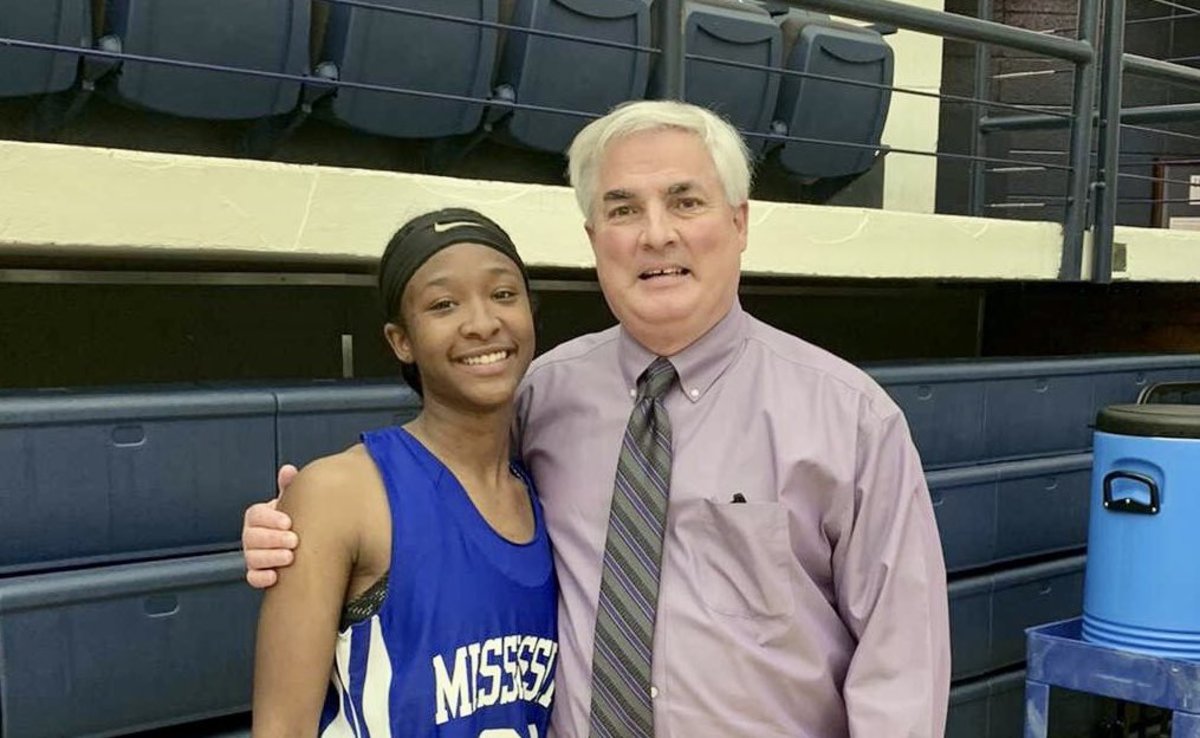 Purvis star Elise Jackson, coach Michael Thornton and the Tornadoes moved to the second round with a win over Bay High Monday night. (Feature photo courtesy Purvis Athletics)