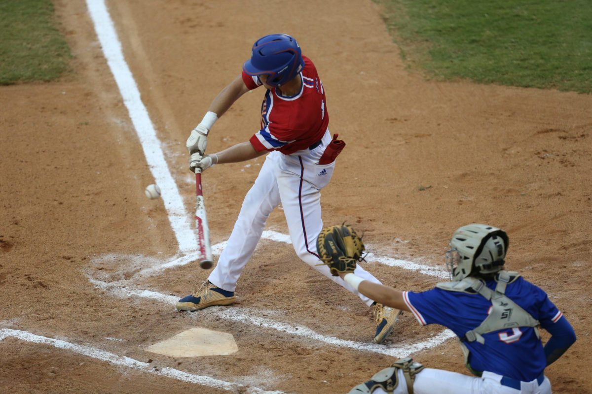 Pascagoula's Rhodes Randle (17) makes contact with the ball. Saltillo and Pascagoula played in game 1 of the MHSAA Class 5A Baseball Championship on Tuesday, June 1, 2021 at Trustmark Park. Photo by Keith Warren