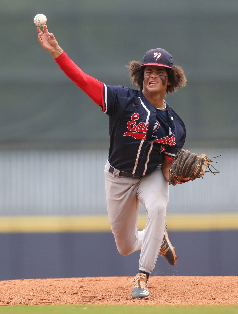 Tupelo Christian's Noah Foster (7) releases a pitch. Tupelo Christian and Resurrection played in game 2 of the MHSAA Class 1A Baseball Championship on Thursday, June 3, 2021 at Trustmark Park. Photo by Keith Warren