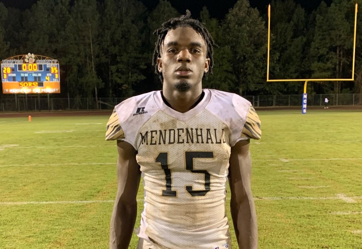 Mendenhall's D.K. Jenkins absolutely went off Thursday night, scoring four touchdowns and intercepting a pass in a win over Newton County. (Photo by Brandon Shields)