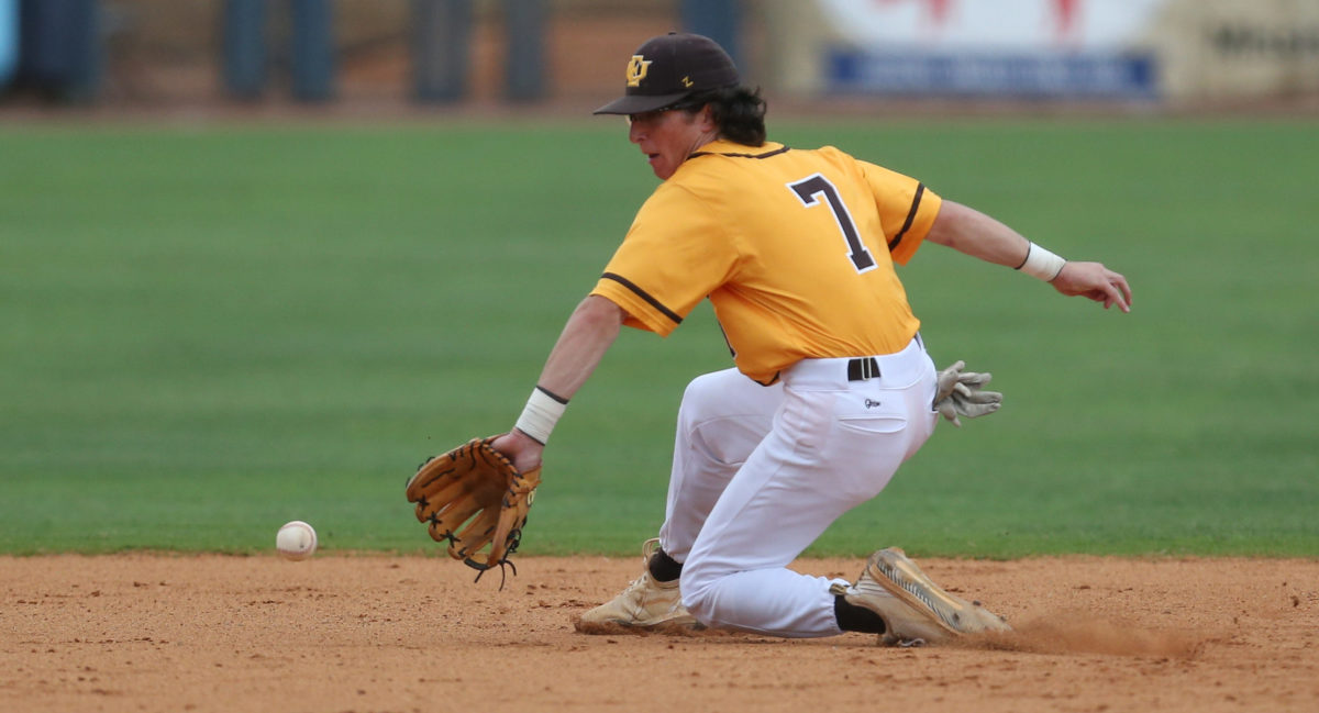 East Union's Rett Johnson (7) fields a ground ball. East Union and Taylorsville played in game 2 of the MHSAA Class 2A Baseball Championship on Friday, June 4, 2021 at Trustmark Park. Photo by Keith Warren