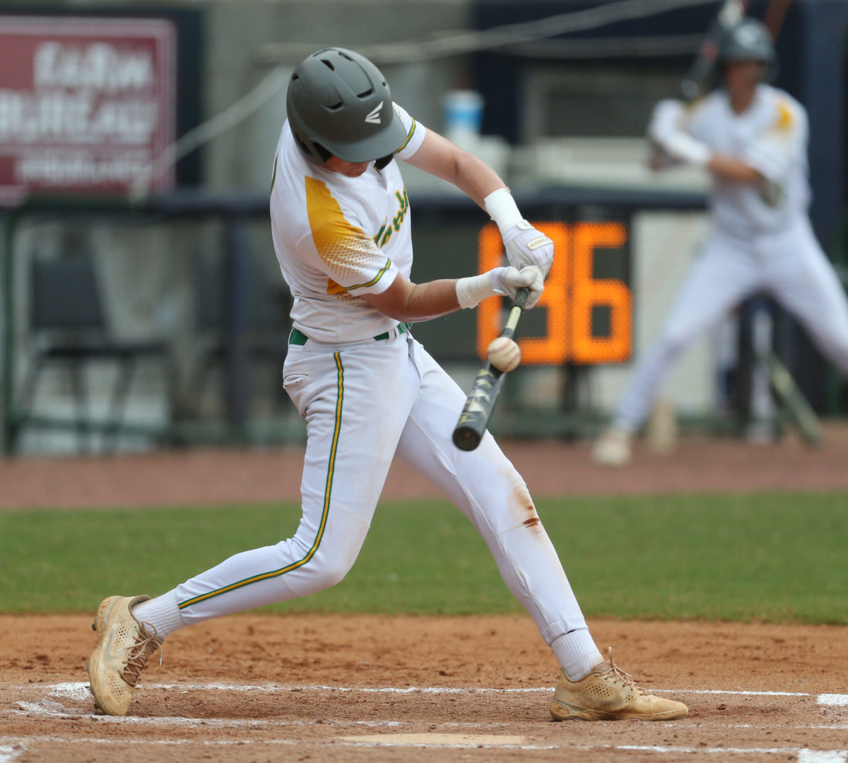 Taylorsville's Ford Eaton (2) makes contact with the baseball. East Union and Taylorsville played in game 2 of the MHSAA Class 2A Baseball Championship on Friday, June 4, 2021 at Trustmark Park. Photo by Keith Warren