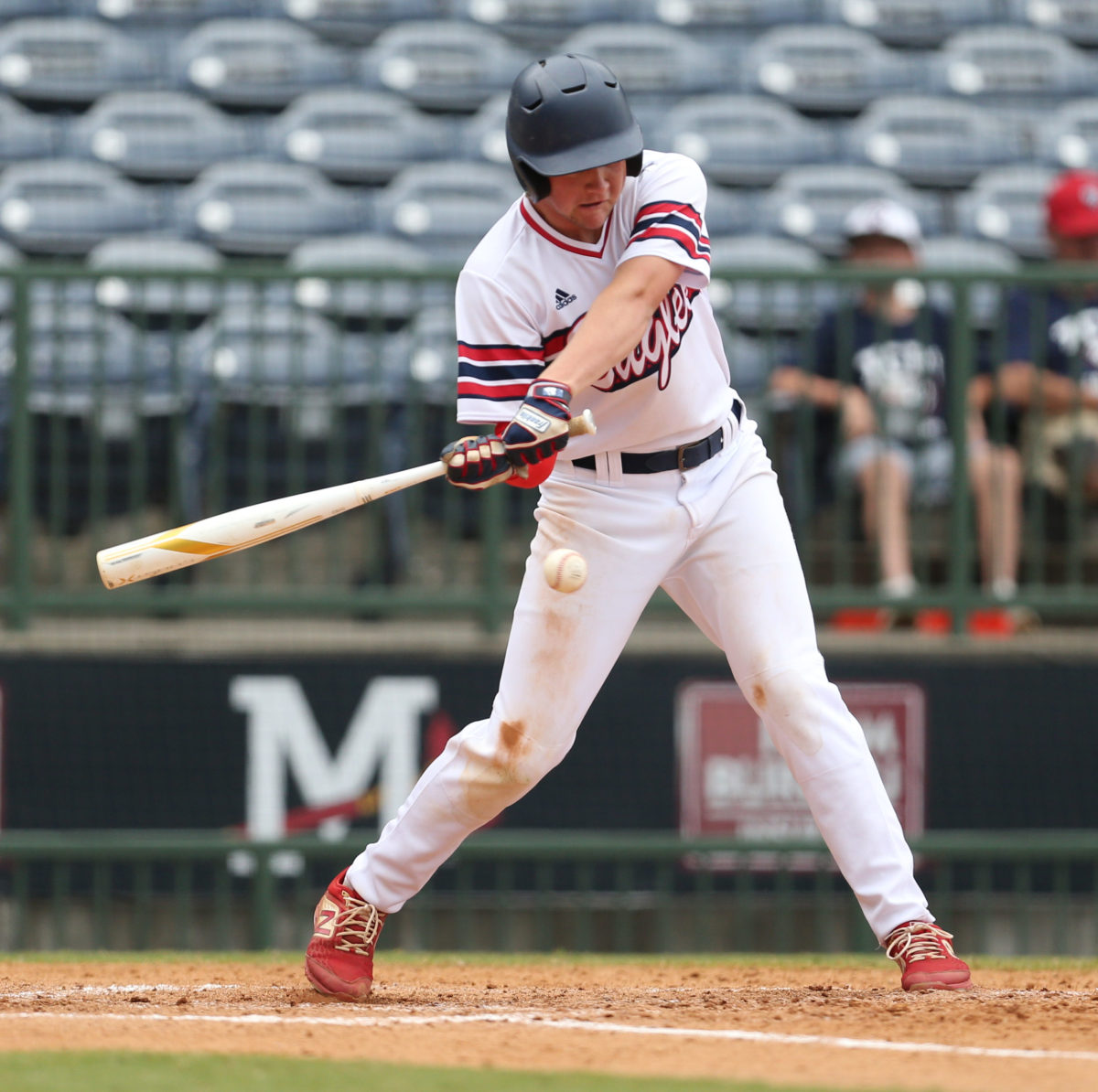 Tupelo Christian's Cooper Davis (33) swings at a pitch. Tupelo Christian and Resurrection played in game 1 of the MHSAA Class 1A Baseball Championship on Tuesday, June 1, 2021 at Trustmark Park. Photo by Keith Warren