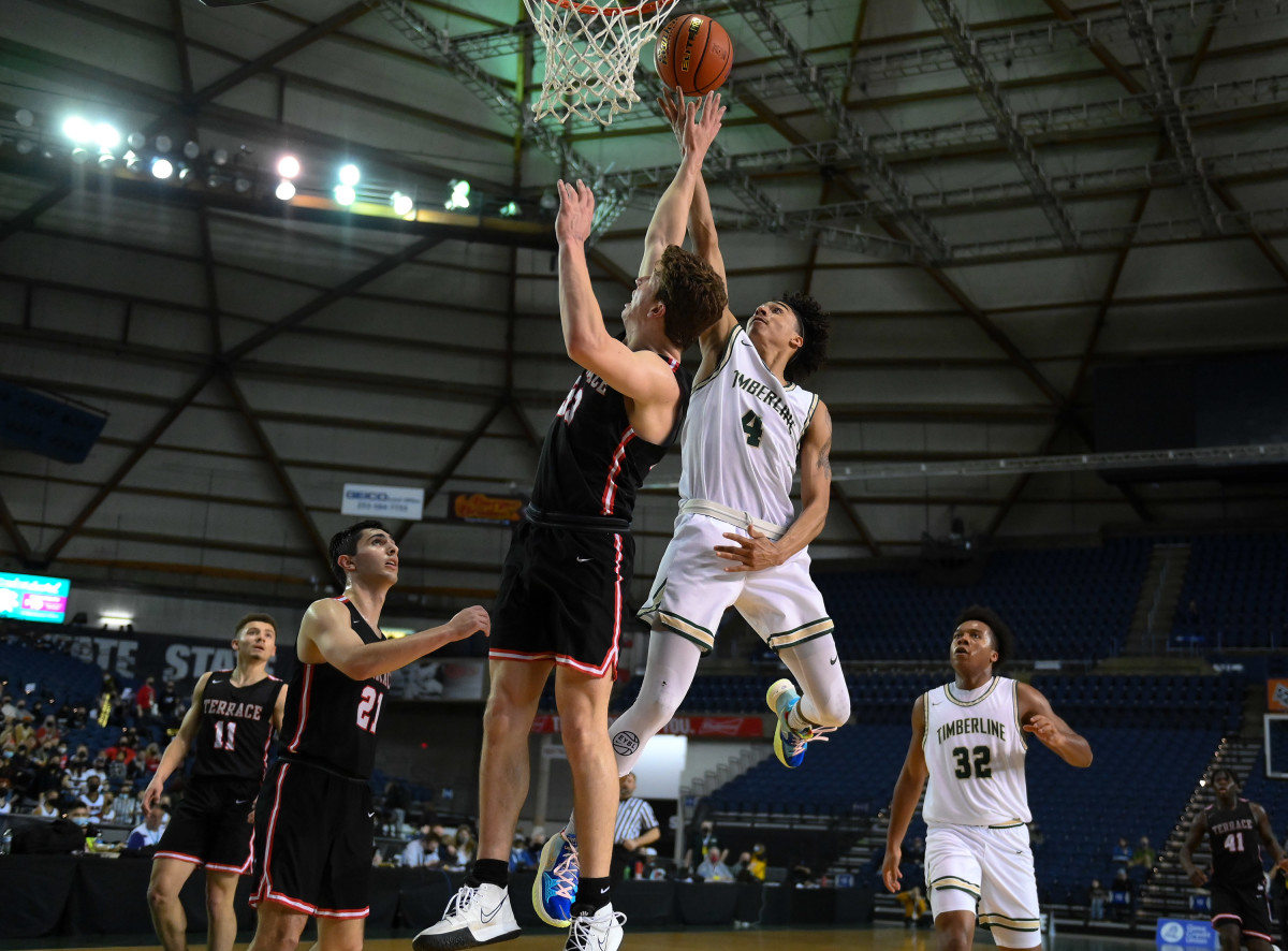 Hicks, among the state's most exciting players, elevates toward the hoop in a 3A state first round matchup against Mountlake Terrace.