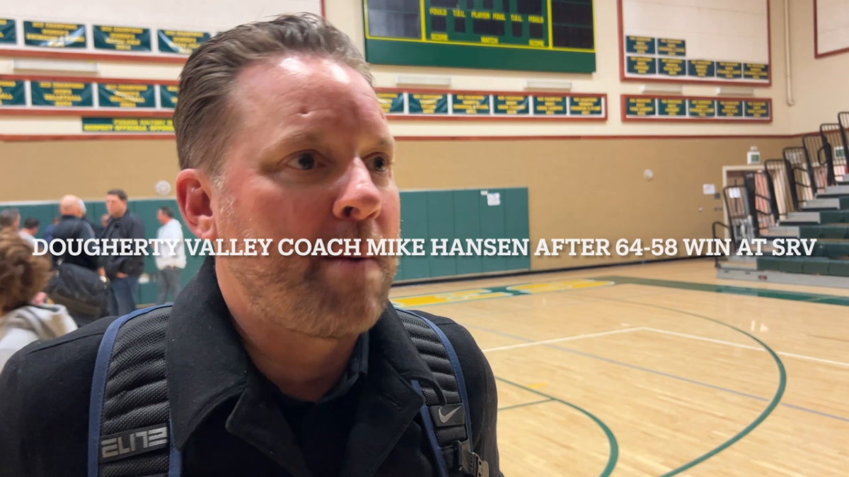 Dougherty Valley coach Mike Hansen after previous win over San Ramon Valley. File photo: Mitch Stephens
