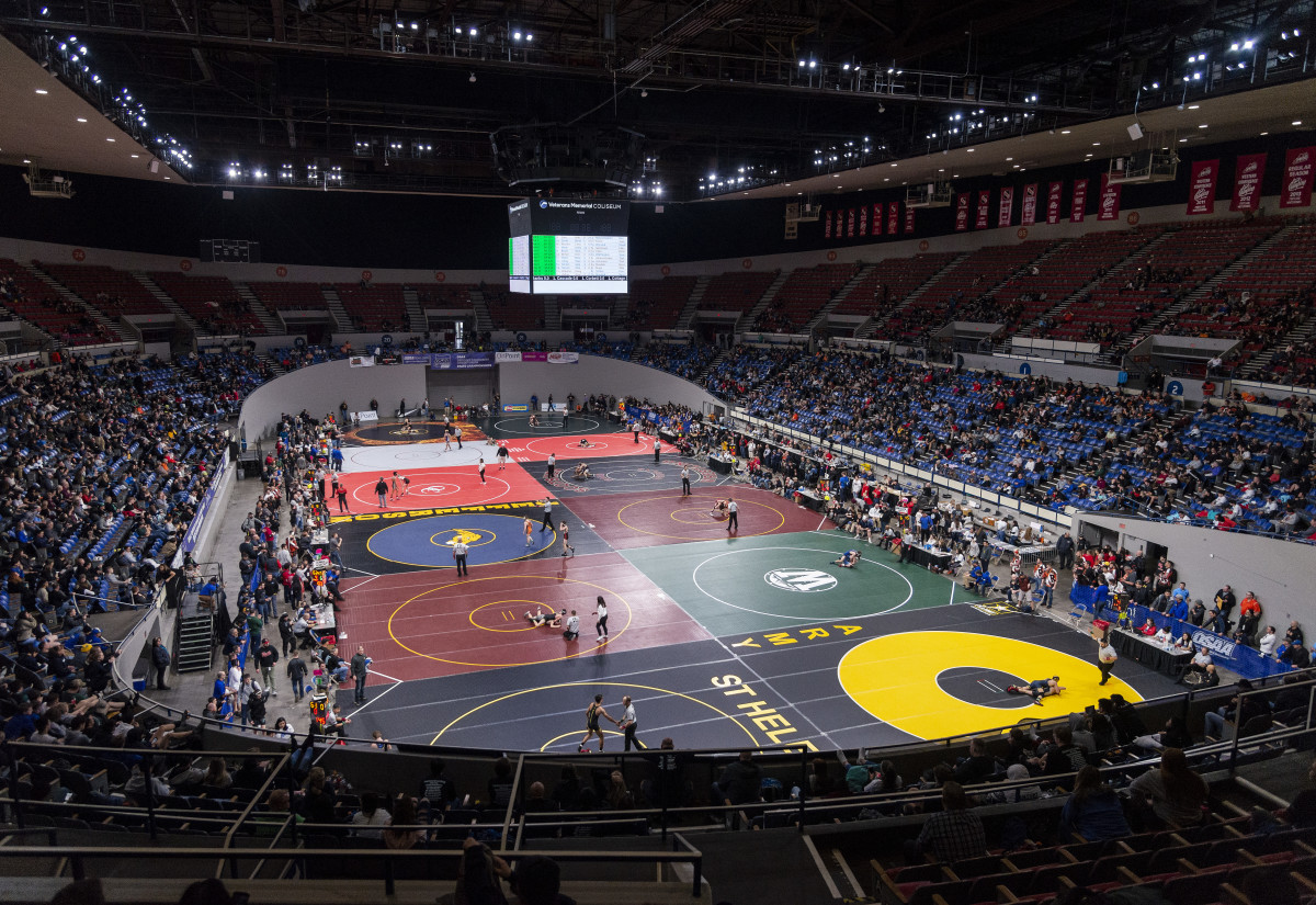 OSAA state wrestling is hosted where the Trail Blazers won the 1977 NBA Championship.