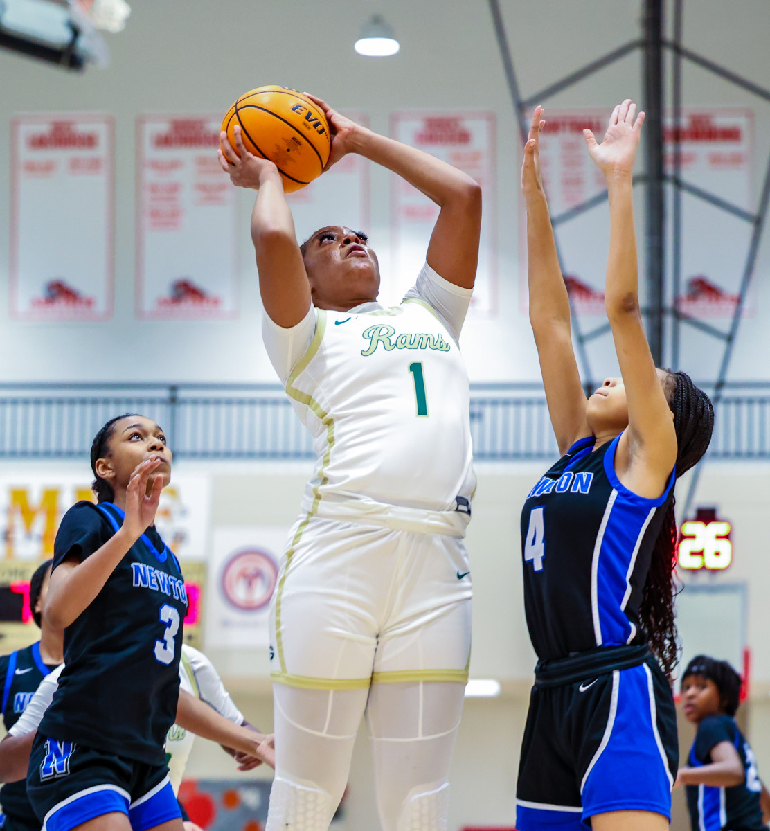 Grayson senior Samara Saunders imposed her will in the paint against Newton, scoring 22 points in the Rams' 71-36 victory in their regular season finale.