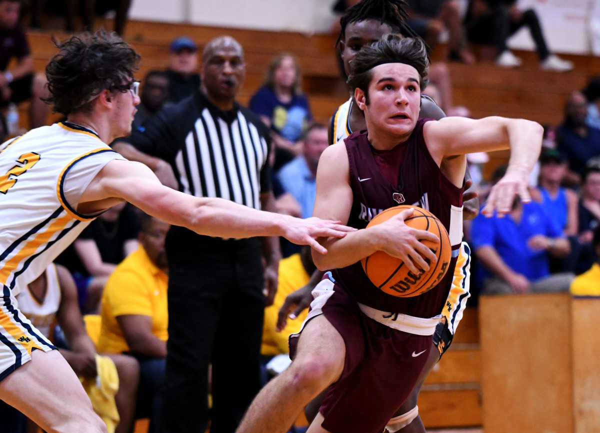 Sarasota Riverview sophomore guard Cole Coggin drives to the basket in the second quarter on Thursday in a Class 7A, Region 3 quarterfinal at Winter Haven.