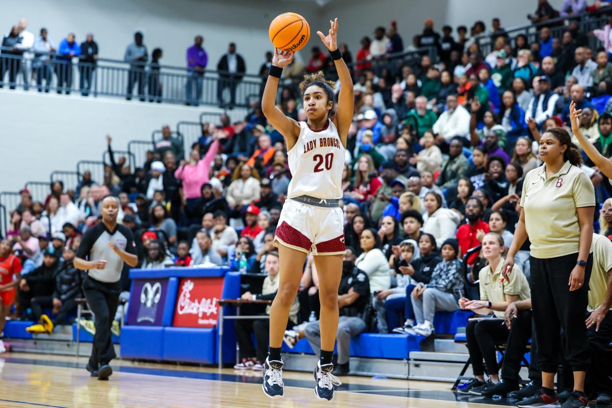 Brookwood's Diana Collins, an Ohio State commit, rises up for a three-pointer, late in the fourth quarter, that lifted her team to a 63-60 win over Archer in the Region 4-AAAAAAA championship game. Collins finished the contest with 24 points and 15 rebounds.