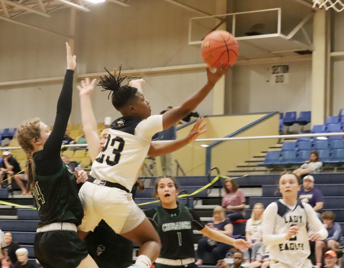 Hilton Head Christian's Tamaya releases a beautiful finger roll in Friday's SCISA 3A state title game. She scored a game-high 27 points to lead her school to its fifth consecutive state championship.