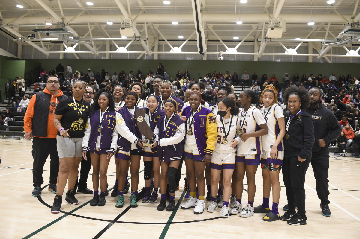 Oakland Tech's dominating girls basketball team celebrates another championship. Photo: Eric Taylor