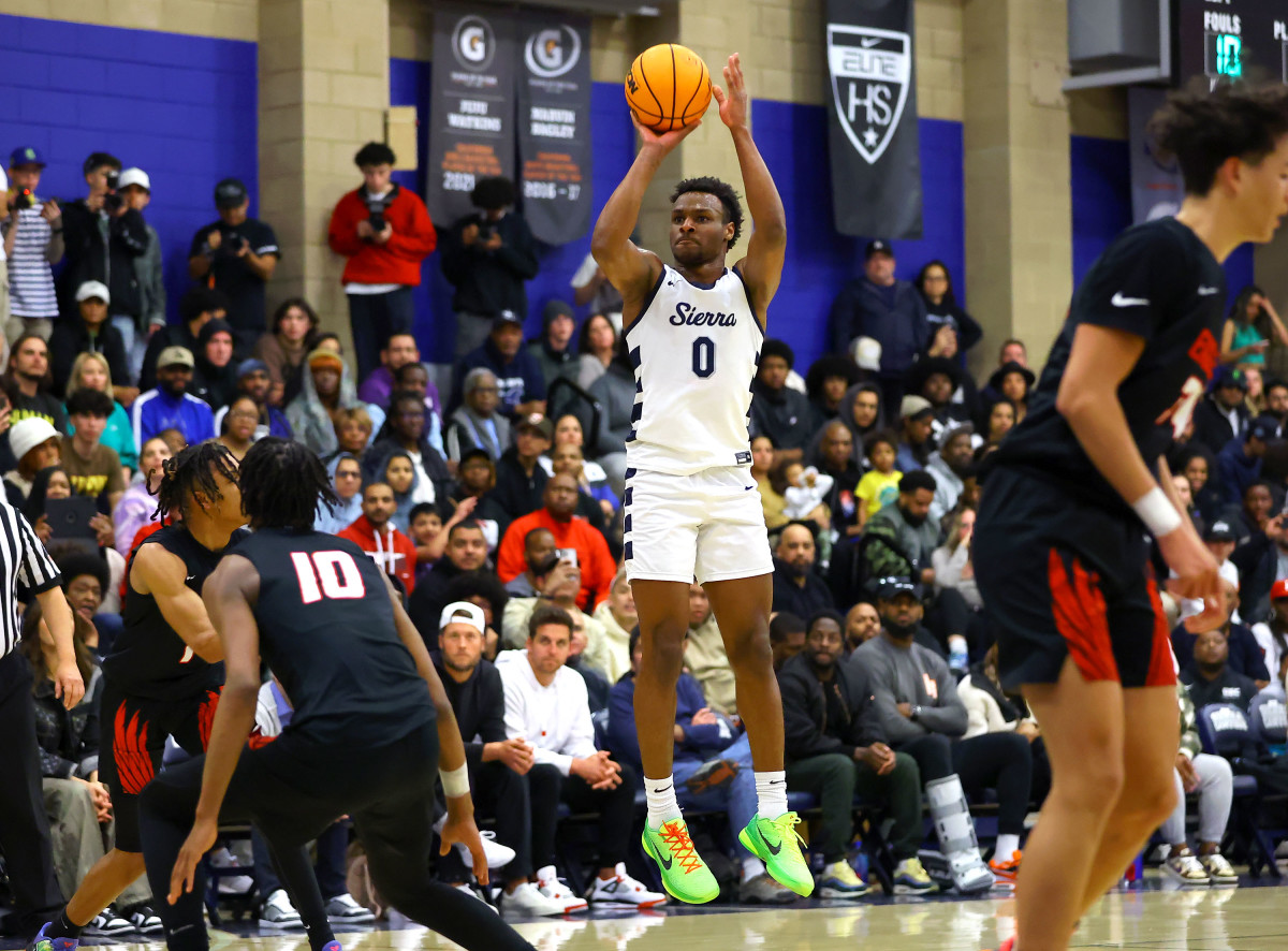 Bronny James helped lead Sierra Canyon to a 61-55 win over Etiwanda in round two of the 2023 CIF Division 1 State Boys Basketball Championships on March 2.