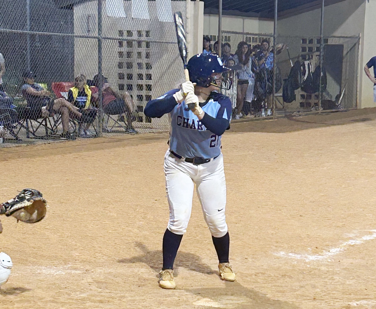 Catcher Stephanie Basso smacked a solo home run in the second inning in Coral Springs Charters' 12-2 win on Monday.
