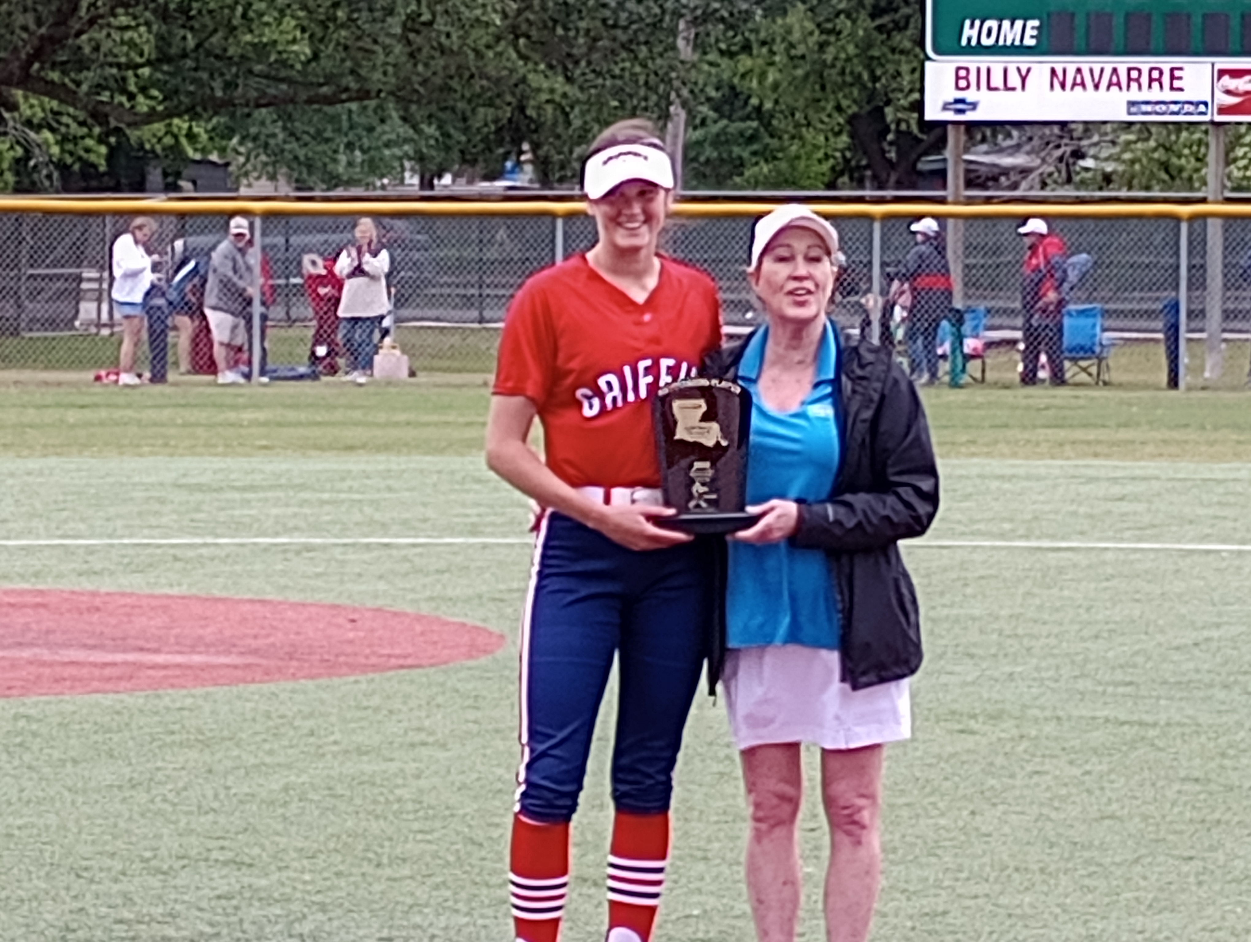 North DeSoto's Laney Johnson (left) was named the Most Outstanding Player following the Division II non-select championship game on April 29, 2023. 