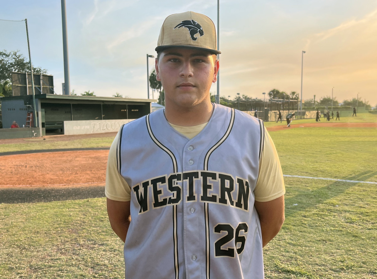 Western's Alex Pena came on to toss 5-2/3 innings of strong relief, allowing his team to rally back from an early deficit to defeat Taravella, 11-4, and advance to Thursday's Class 7A-District 14 baseball final against West Broward.
