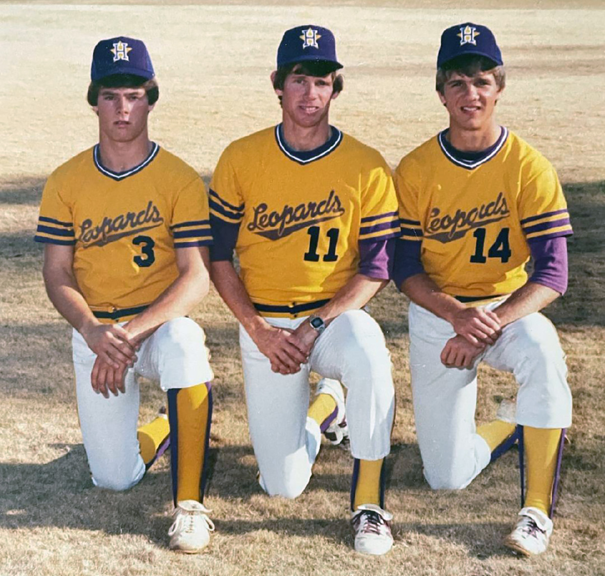 Tim Sims (left) began his long association with Hernando baseball as a player with the Leopards. In 1982, he is seen with former Hernando coach Ernie Chatman (center) and teammate Eddie Looper.