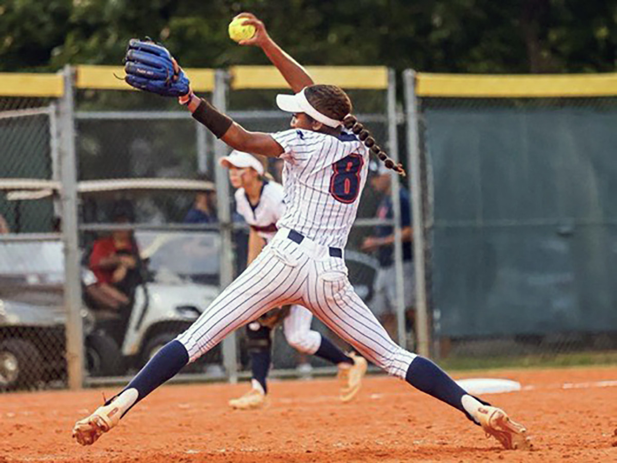 Lake Brantley junior Gabriella Mike pitched a complete-game shutout, striking out nine, to lead the Patriots past Lake Mary, 6-0, in a Class 7A, Region 1 semifinal.