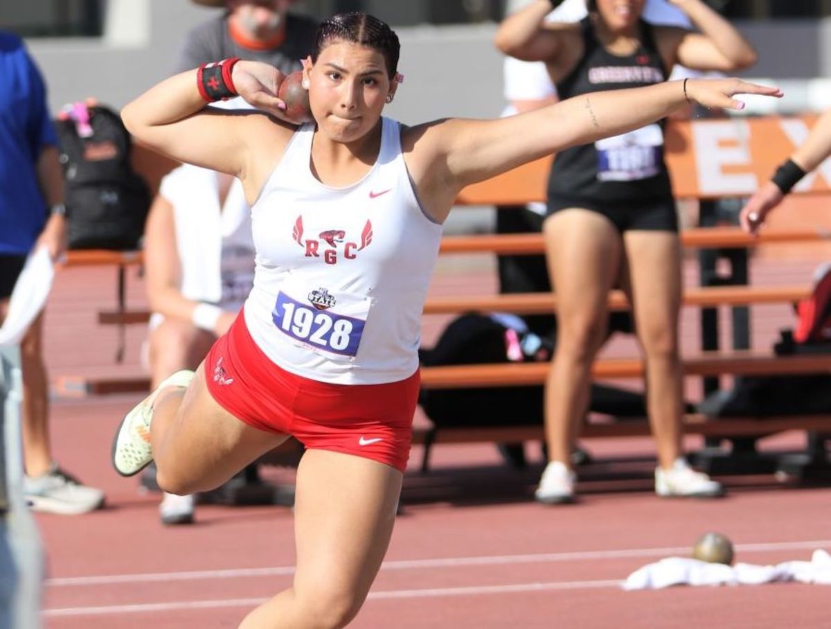 Serina Ramirez throws the shot put for Rio Grande City in the 2022 UIL 5A State meet.