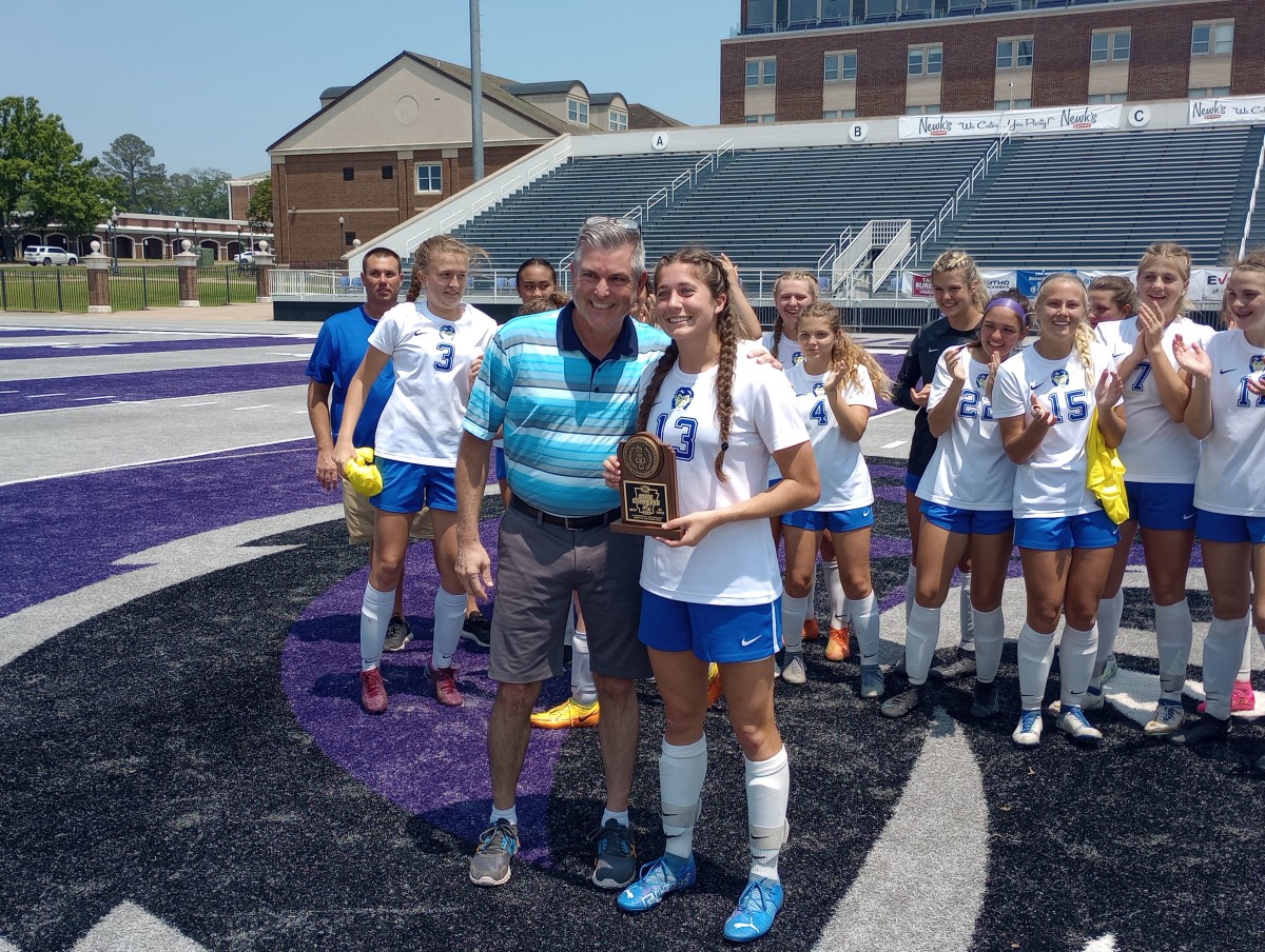 Harrison senior Clare Barger (13) was named the MVP of the Class 5A girls soccer championship game.