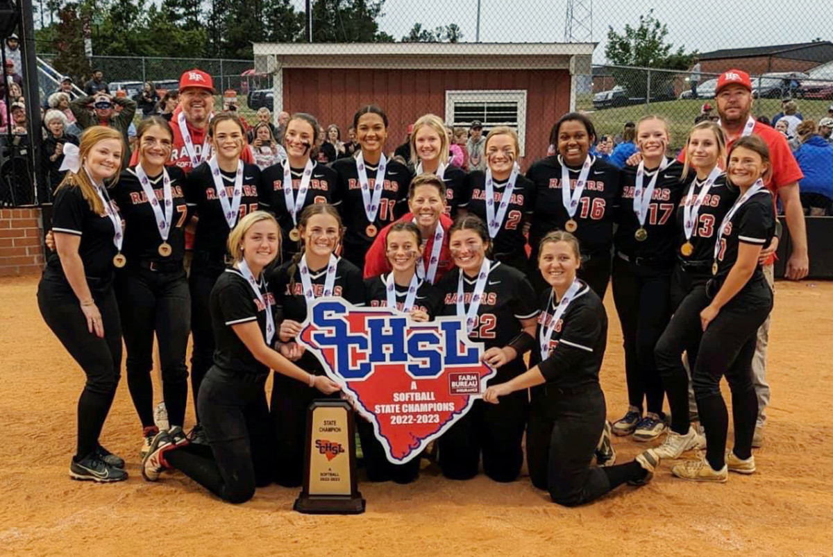 The Hannah-Pamplico softball team belted four home runs in the decisive game three of the SCHSL 1A state finals to defeat Lewisville, 8-5, to win its first state final.