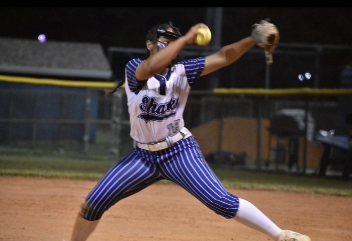 Spanish River pitcher Giselle Portanova went eight innings to help the Sharks defeat Lake Brantley and advance to their first state final.