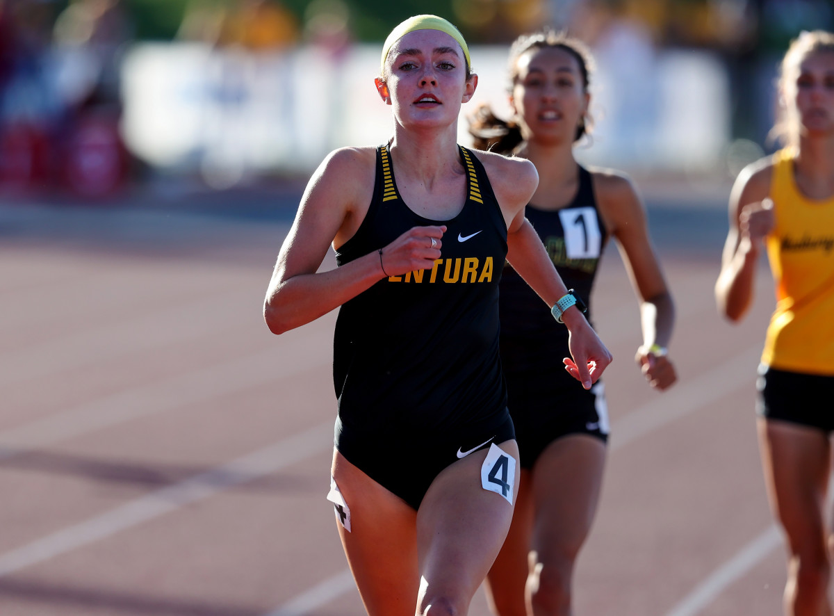 Sadie Engelhardt became on the second girl in California state meet history to double in the 1600 and 800. Photo: Joe Bergman