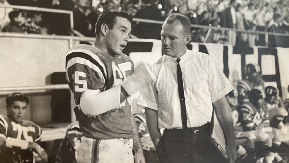 Shaughnessy coaching in the 1960s, tie and all. Photo: Courtesy of Shaughnessy family