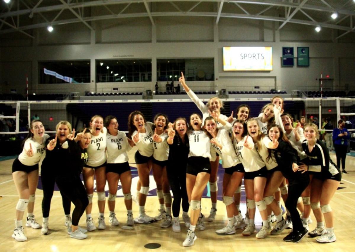 Could the Plant volleyball team celebrate another Class 8A state title this fall? Photo courtesy of Plant High School.