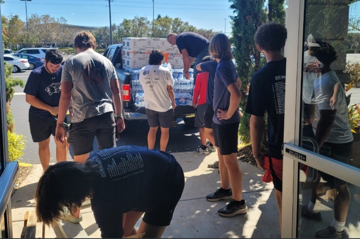 Sidelined from the football activities for more than two weeks, members of the Estero football team aided Hurricane Ian relief efforts.