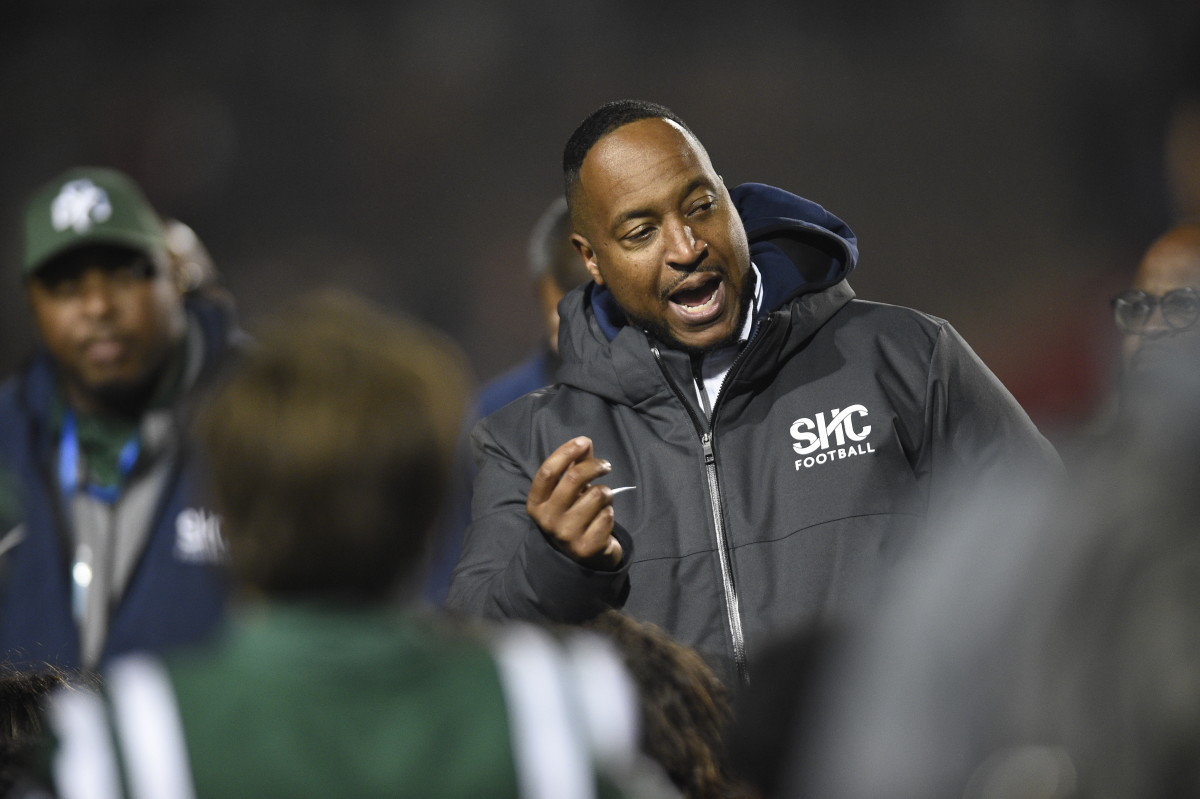 Sacred Heart Cathedral coach Antoine Evans. Photo: Eric Taylor.