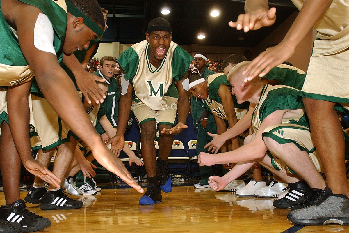 St. Vincent-St. Mary LeBron James is introduced before his team faced Buchtel High School last year (2001) at Rhodes Arena at the University of Akron Campus.