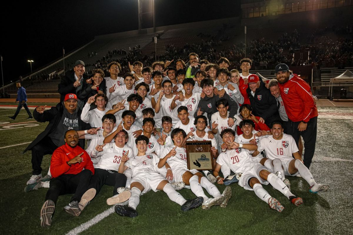 Mater Dei's Ayden Romo scored the match's lone goal in a 1-0 victory over Arlington to win the CIF Southern Section Open Division final on Feb. 23, 2024.