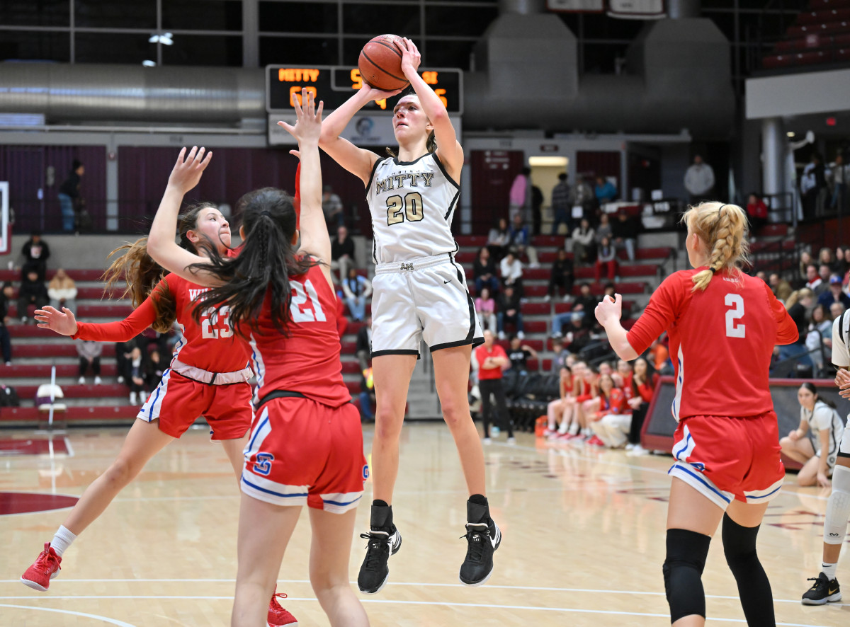 Mitty's super sophomore McKenna Woliczko shoots over St. Ignatius in an 88-44 Central Coast Section Open Division title win.