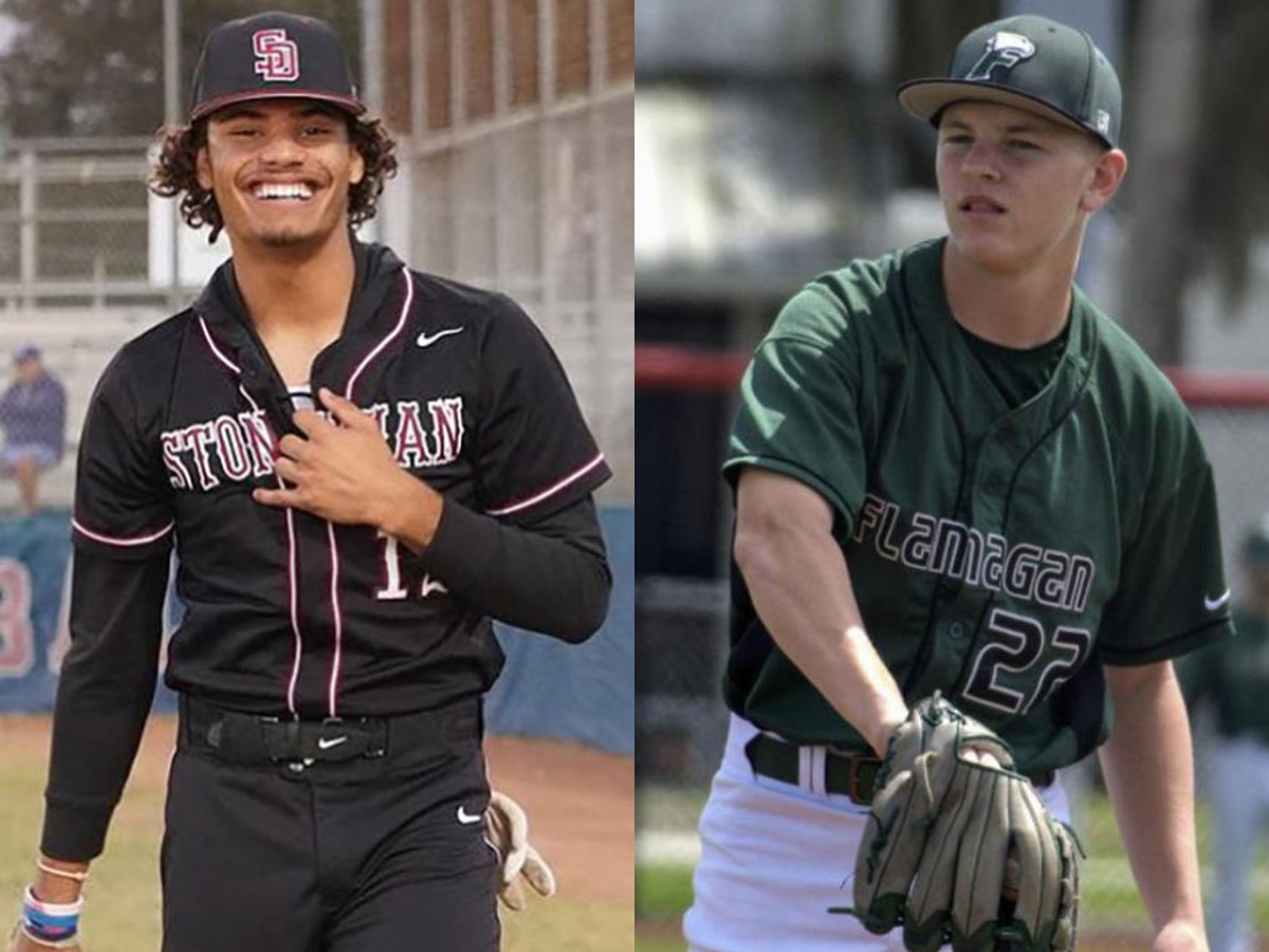 Stoneman Douglas' Gio Rojas (left) and Flanigan's Brayden Allison each had 18 strike out performances last week as high school baseball got fully underway last week. They were just two of several outstanding performances turned in by South Florida hurlers.