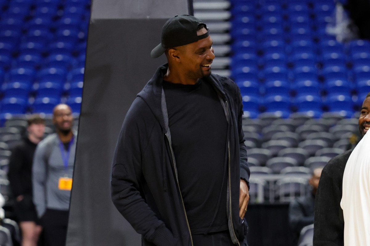 NBA champion, Olympic gold medalist and basketball hall of famer Chris Bosh attends Lancaster's Texas (UIL) Class 5A state title win over Killeen Ellison at the Alamodome in San Antonio on Saturday.