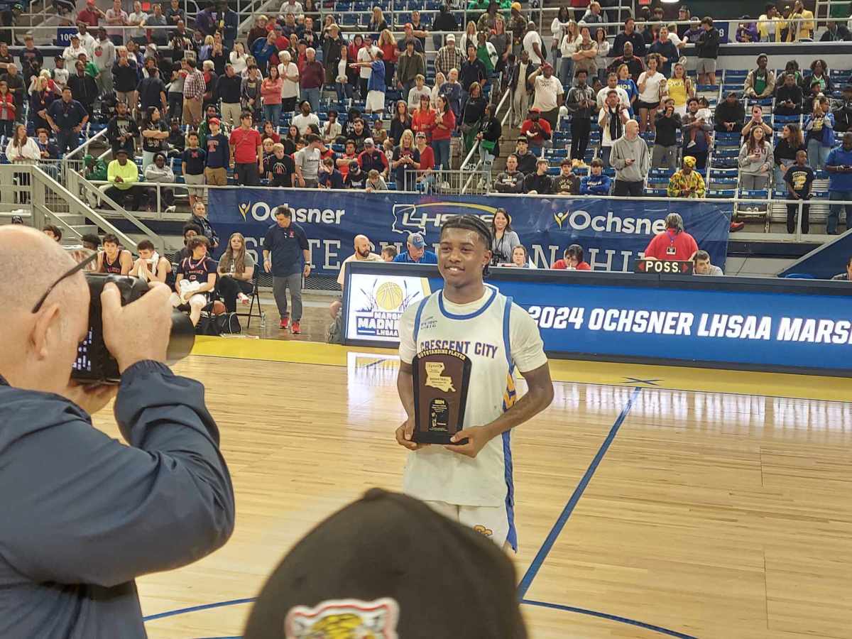 Crescent City Christian's Dwight Magee was named the Most Outstanding Player in the Pioneers' Division IV select state title game win March 9, 2024.