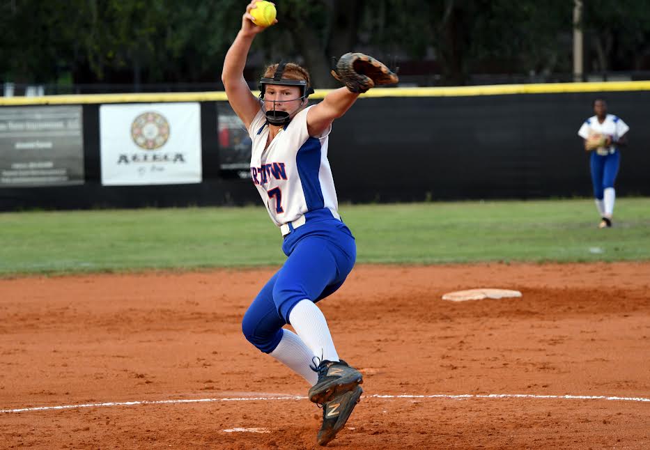 Bartow pitcher and Florida commit Red Oxley pitches against Lake Region last year.