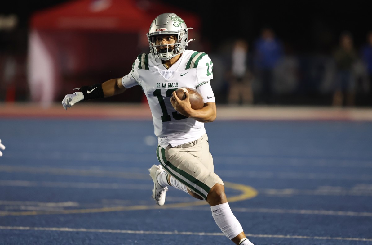 Speedy De La Salle quarterback Toa Faavae has rushed for 700 yards and 14 touchdowns in 2023.