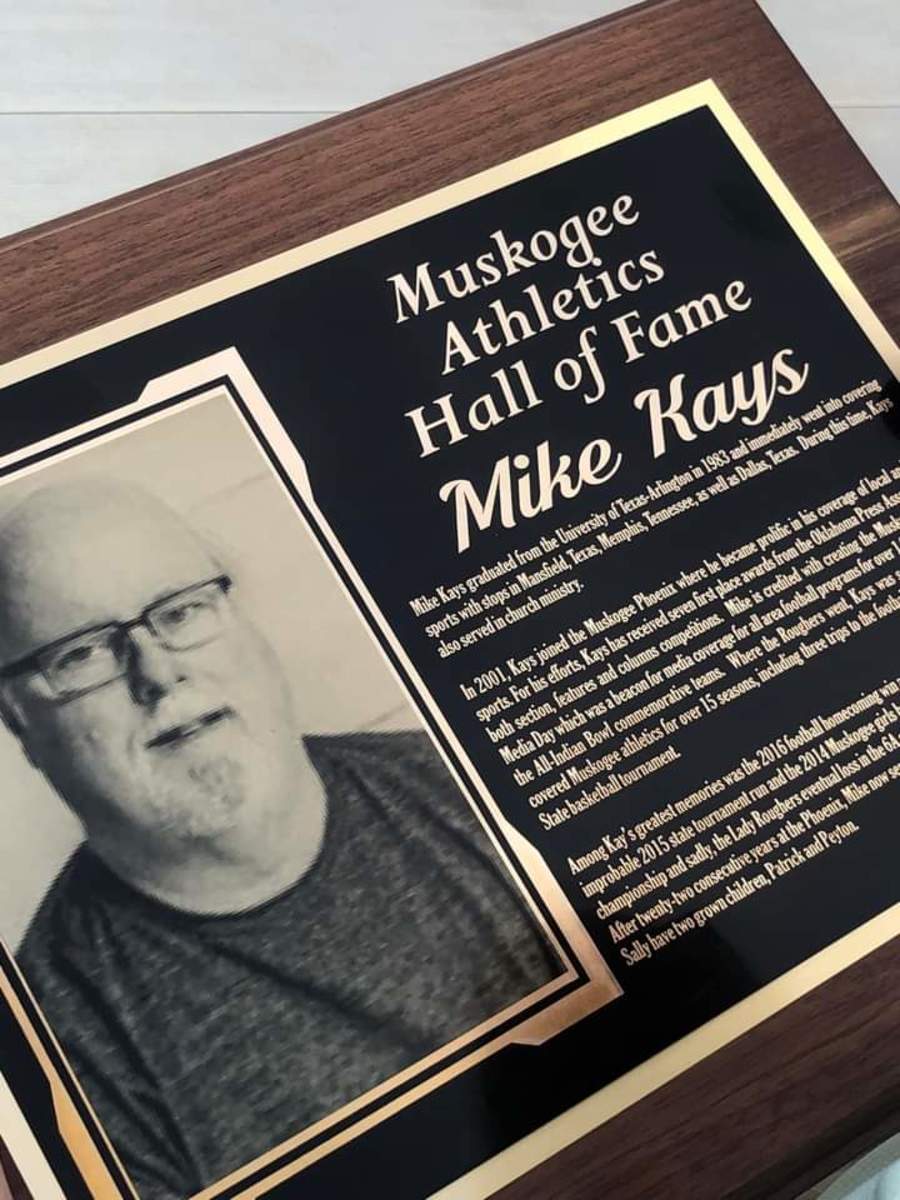 Mike Kays' Muskogee Athletics Hall of Fame plaque 
