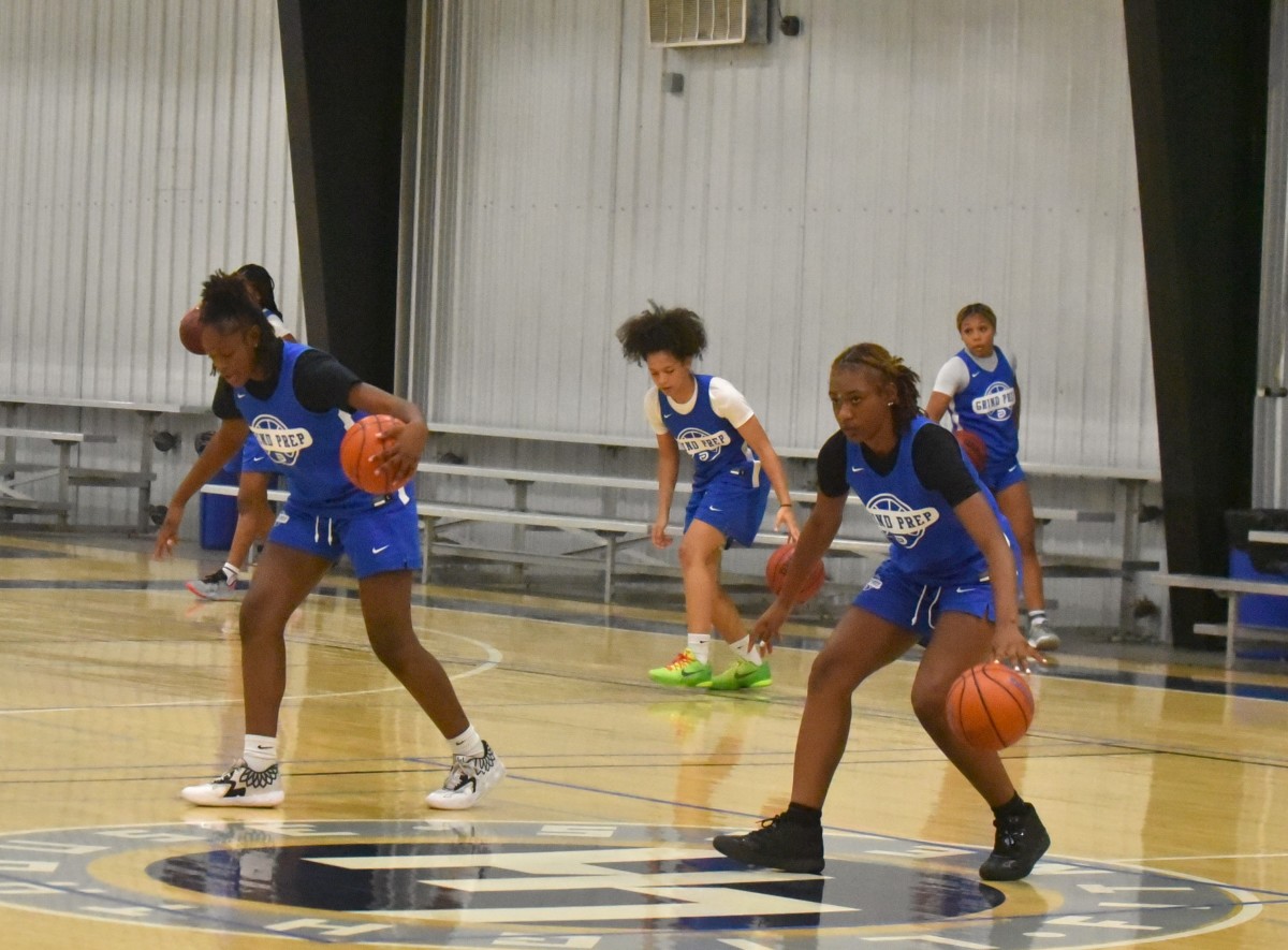 Grind Prep Academy girls basketball players attend a recent practice session.