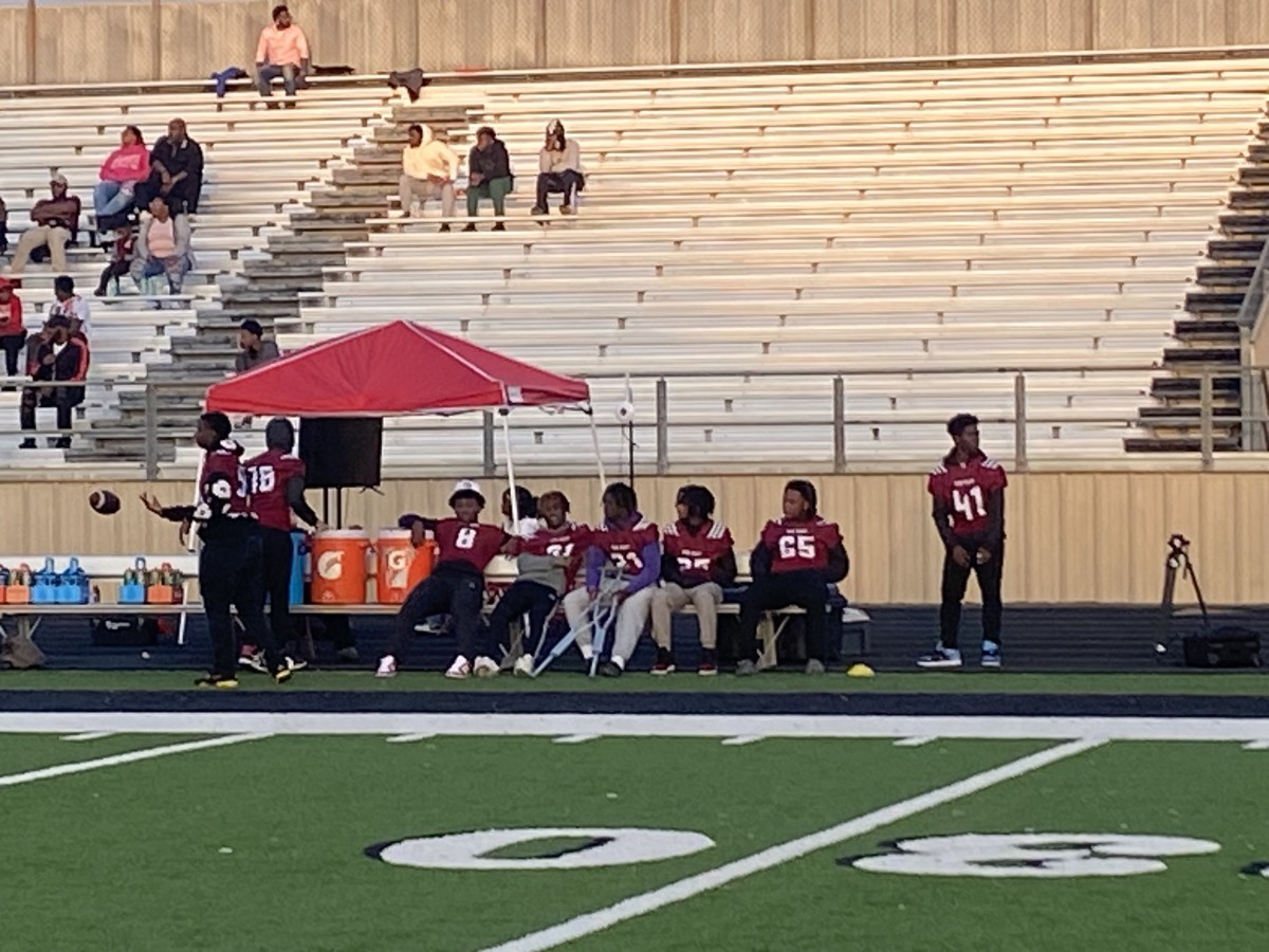Pine Bluff's 23 suspended players were in attendance tonight for the Zebras' road win against White Hall. (Photo by Jeff Halpern)